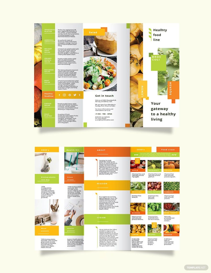 Health Nutrition Tri-Fold Brochure Template