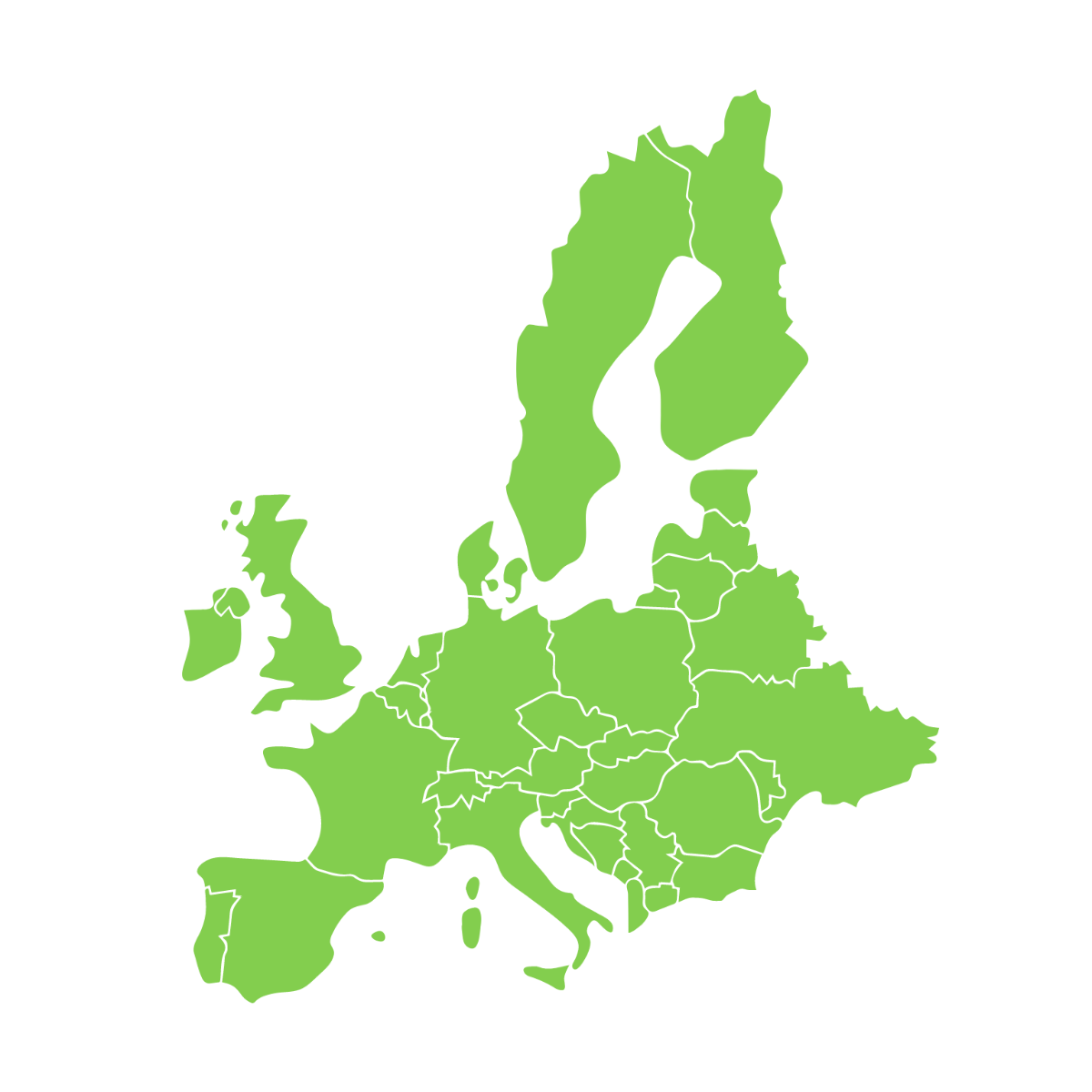 Free Green Europe Map Clipart Template