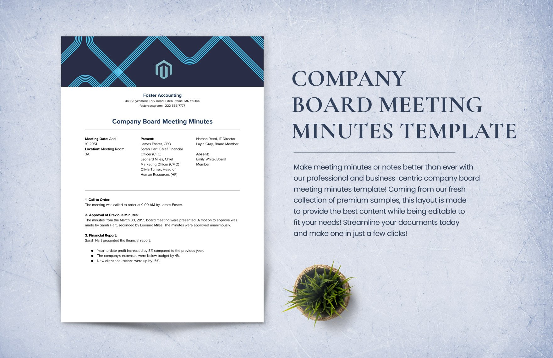 Company Board Meeting Minutes Template