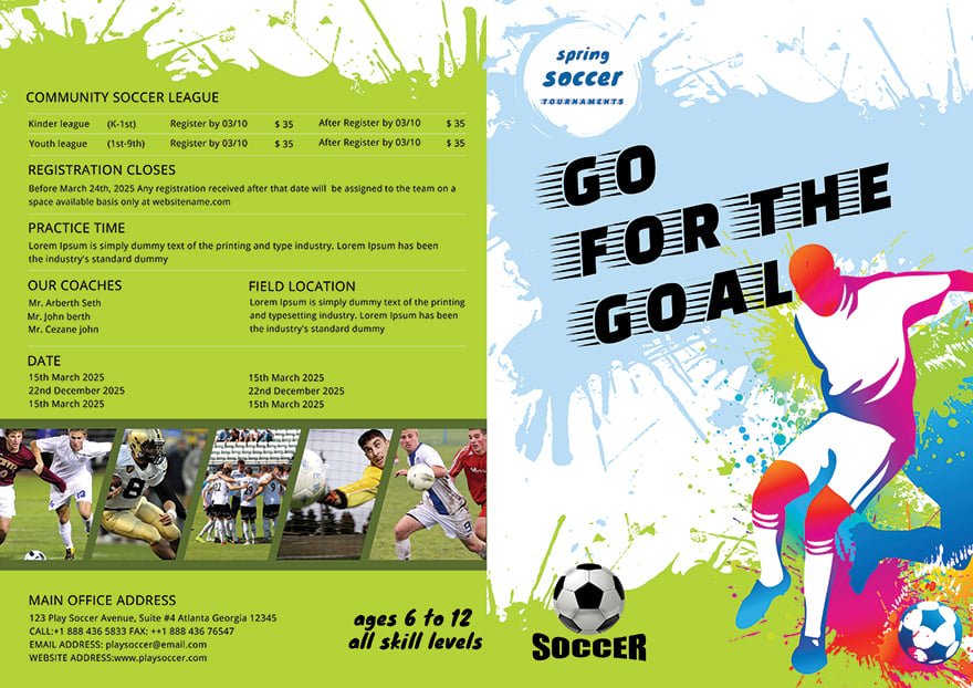 Soccer Bi-Fold Brochure Template