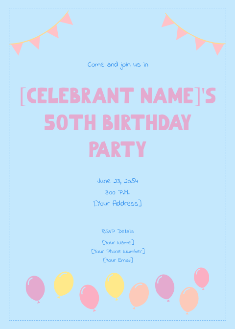 Simple 50th Birthday Invitation