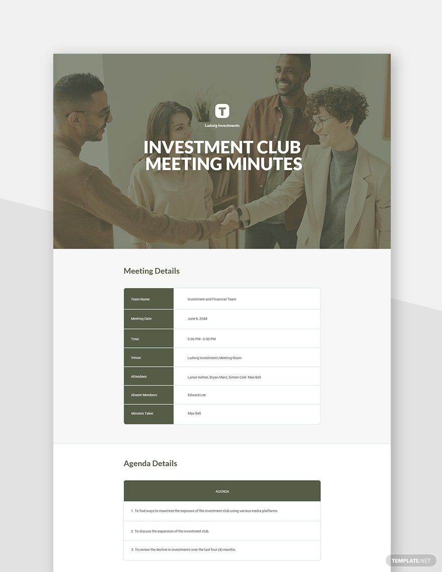 Investment Club Meeting Minutes Template