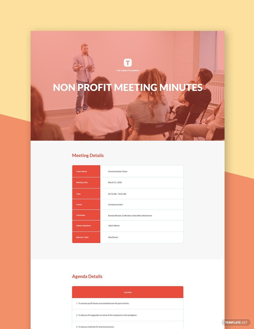 Non Profit Meeting Minutes Template