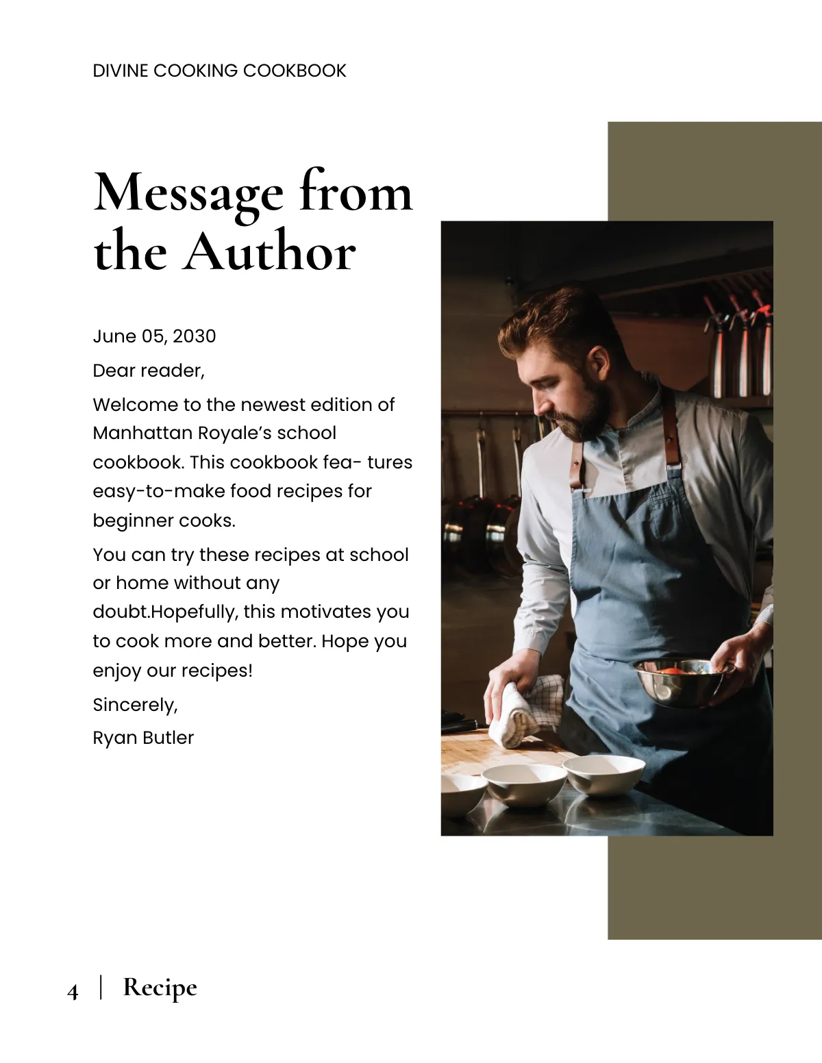 Free Elegant School Cookbook Template to Edit Online