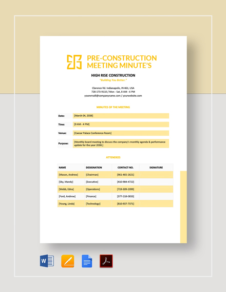 Free Construction Progress Meeting Minutes Template: Download 