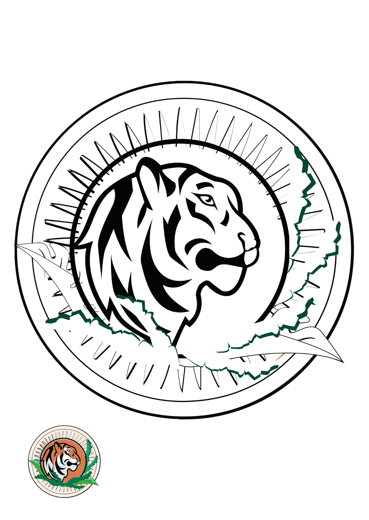 Embroidery Tiger Coloring Page Template