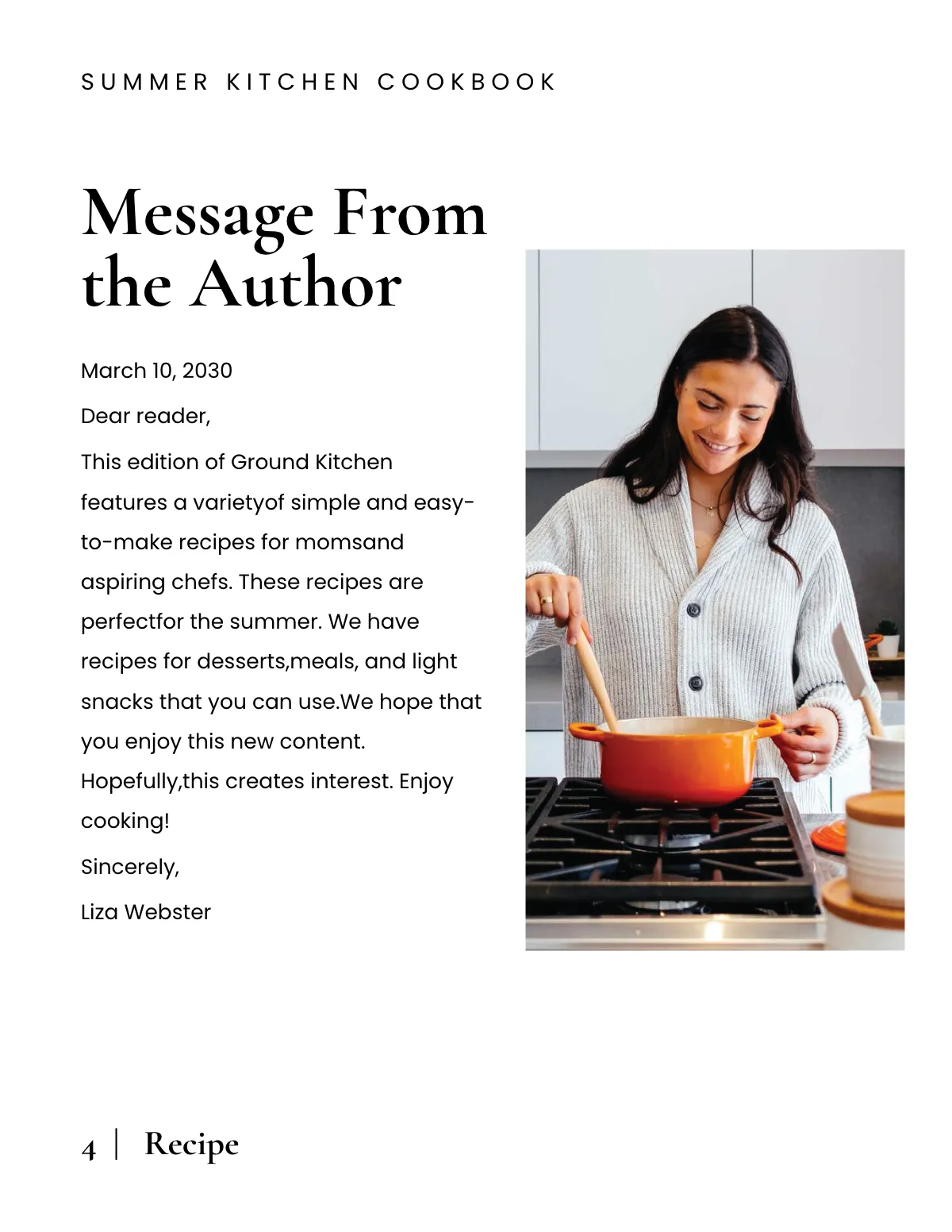 Free Minimal Kitchen Cookbook Template to Edit Online