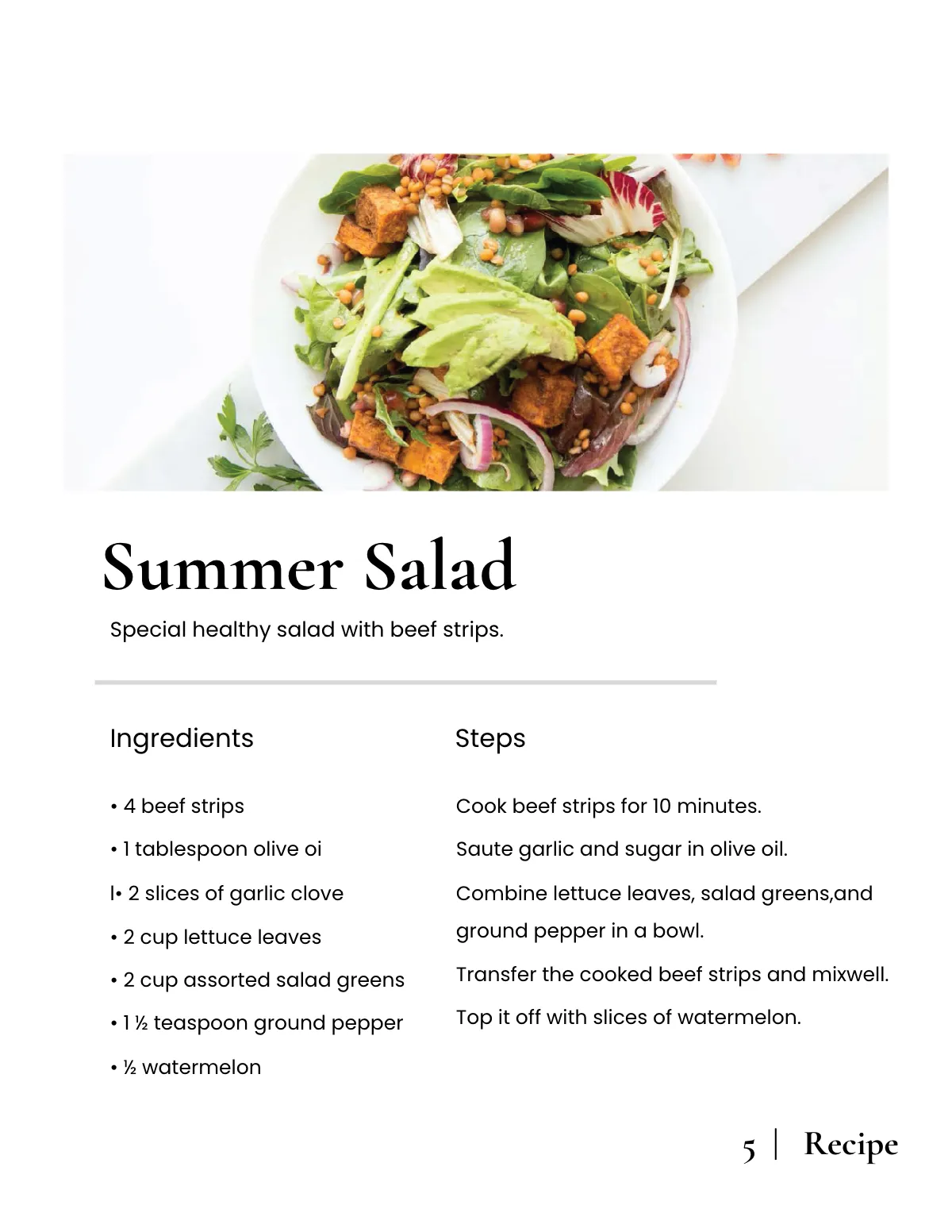 Free Minimal Kitchen Cookbook Template to Edit Online