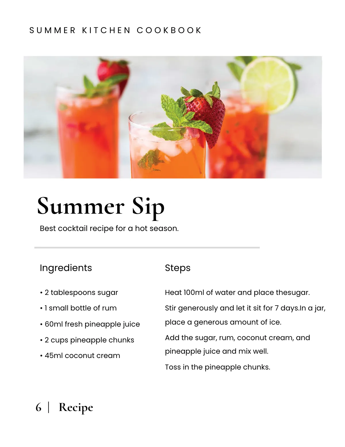 Free Minimal Kitchen Cookbook Template to Edit Online