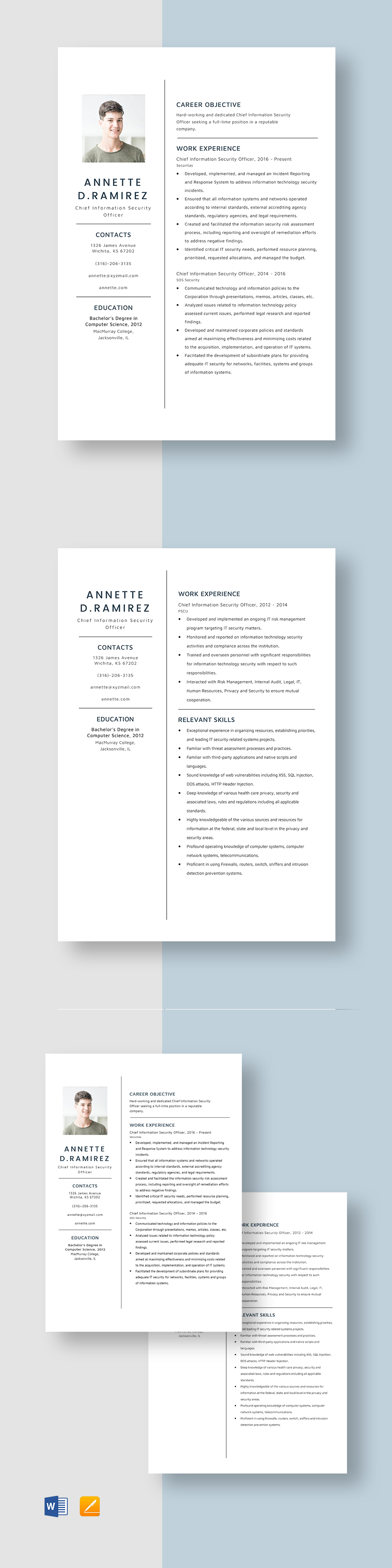 Chief Information Security Officer Resume Template Word, Apple Pages