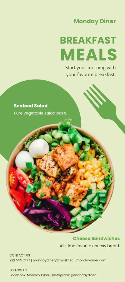 Free Simple Restaurant DL Card Template to Edit Online