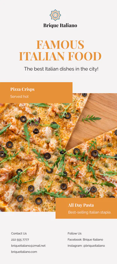 Free Italian Restaurant DL Card Template to Edit Online
