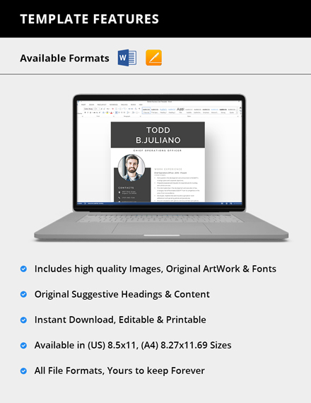 Chief Operations Officer Resume Template Word Doc Apple Mac Pages Template Net