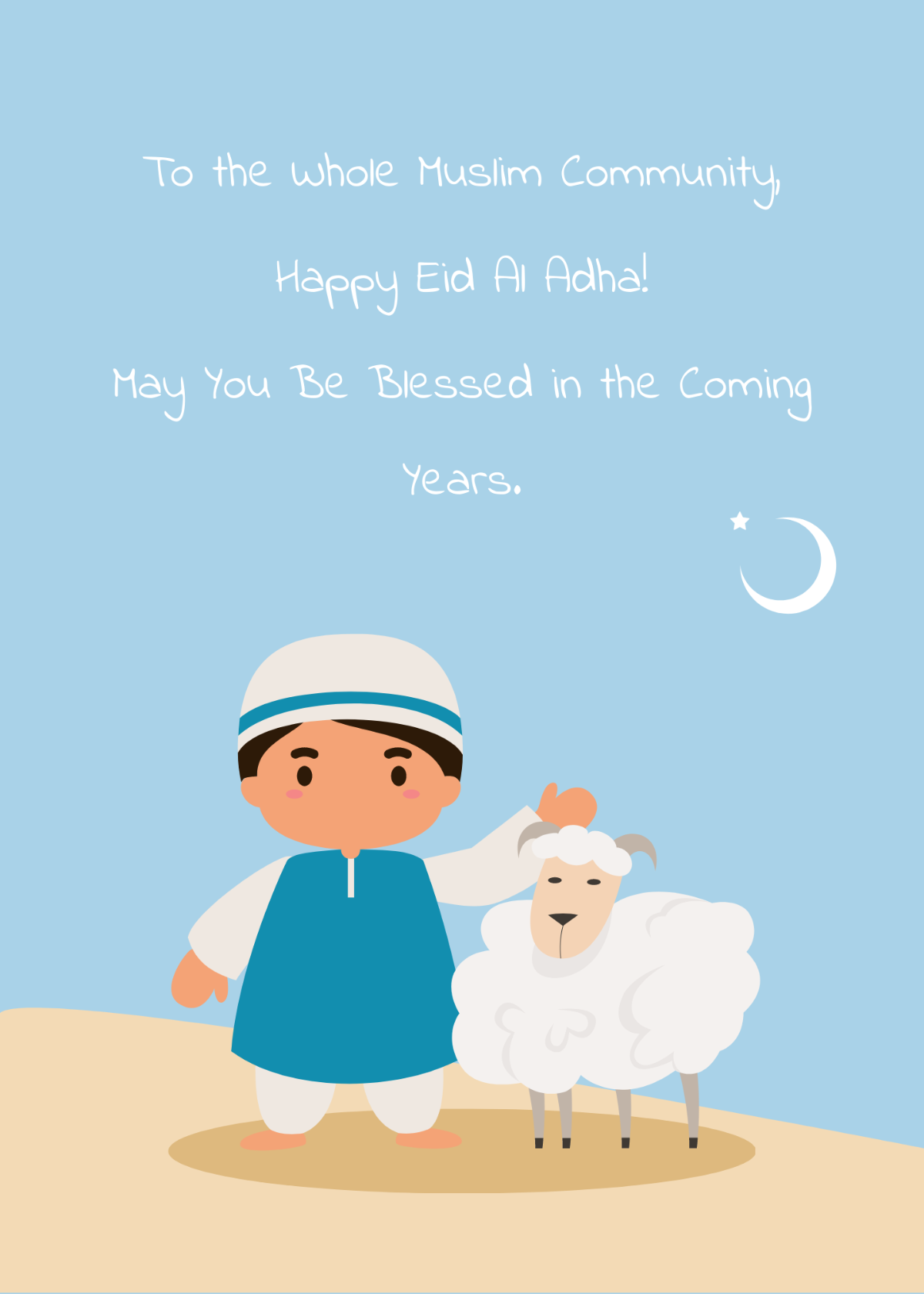 Free Cartoon Eid Al Adha Card Template