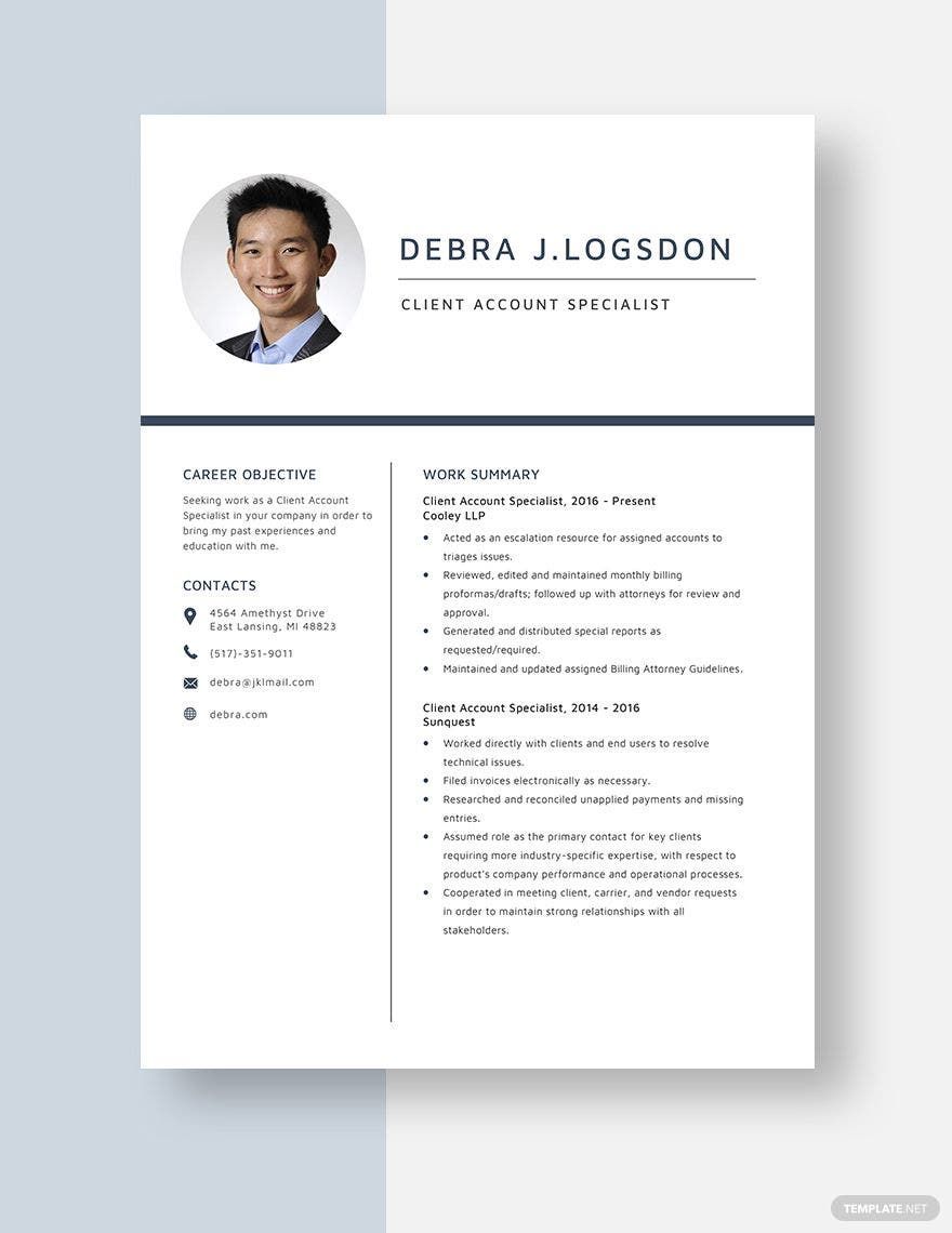 Client Account Specialist Resume