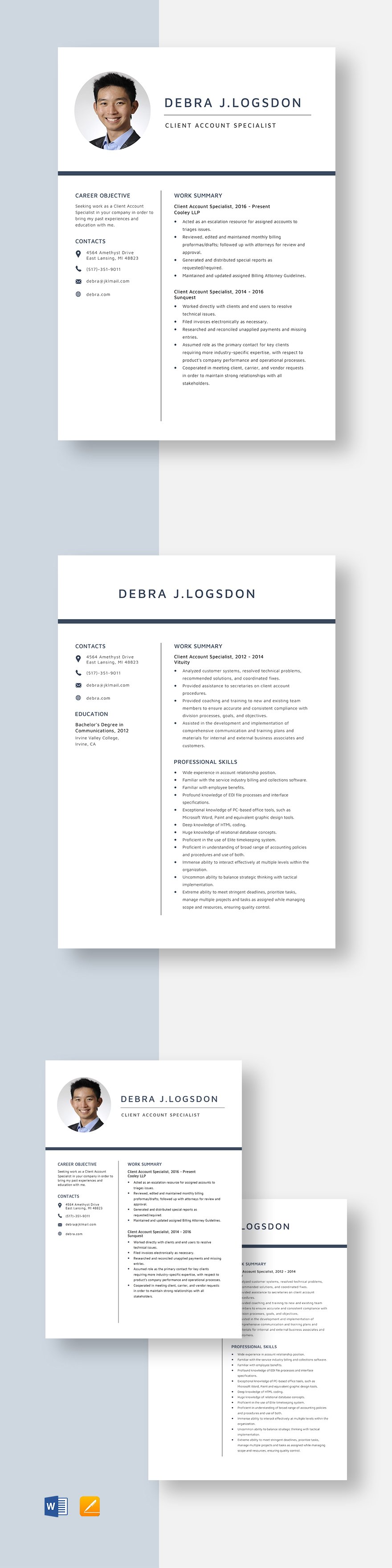 Free Client Account Specialist Resume Template