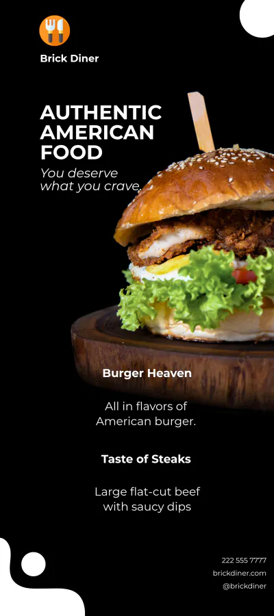 Free Food Restaurant DL Card Template to Edit Online