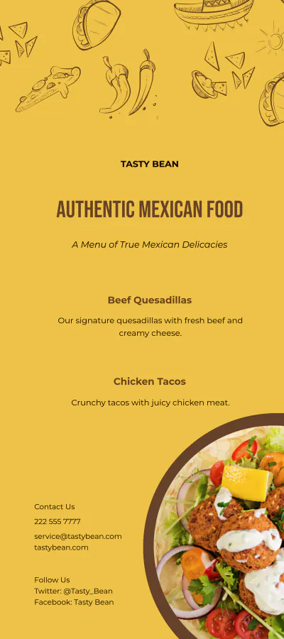 Free Mexican Restaurant DL Card Template to Edit Online