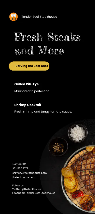 Free Steak Restaurant DL Card Template to Edit Online