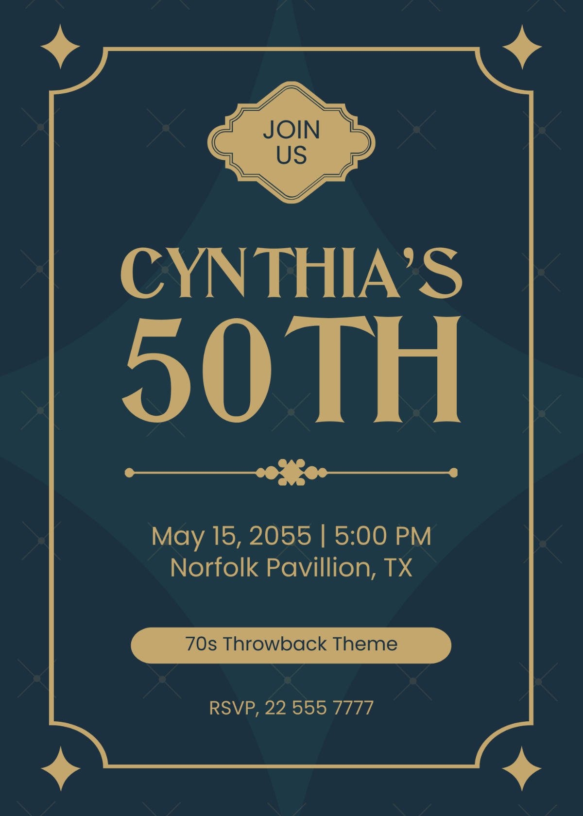 Vintage 50th Birthday Invitation Template - Edit Online & Download