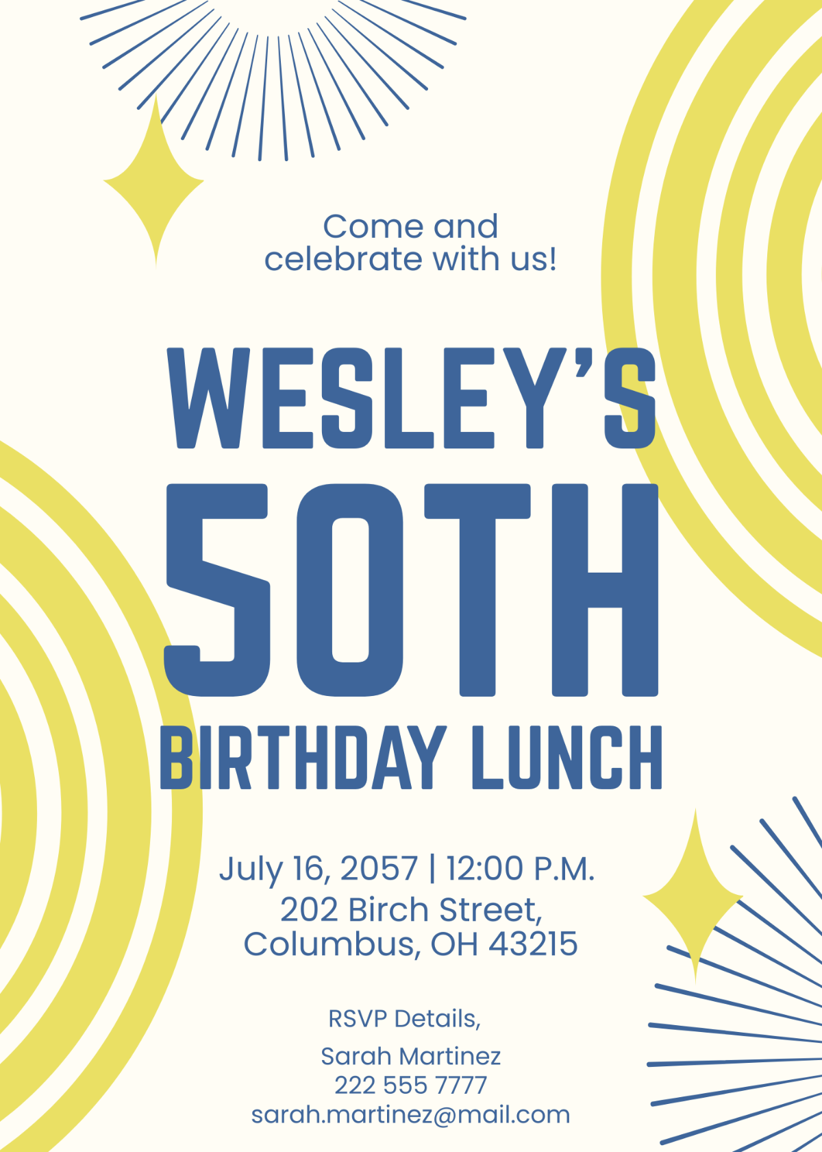 50th Birthday Lunch Invitation