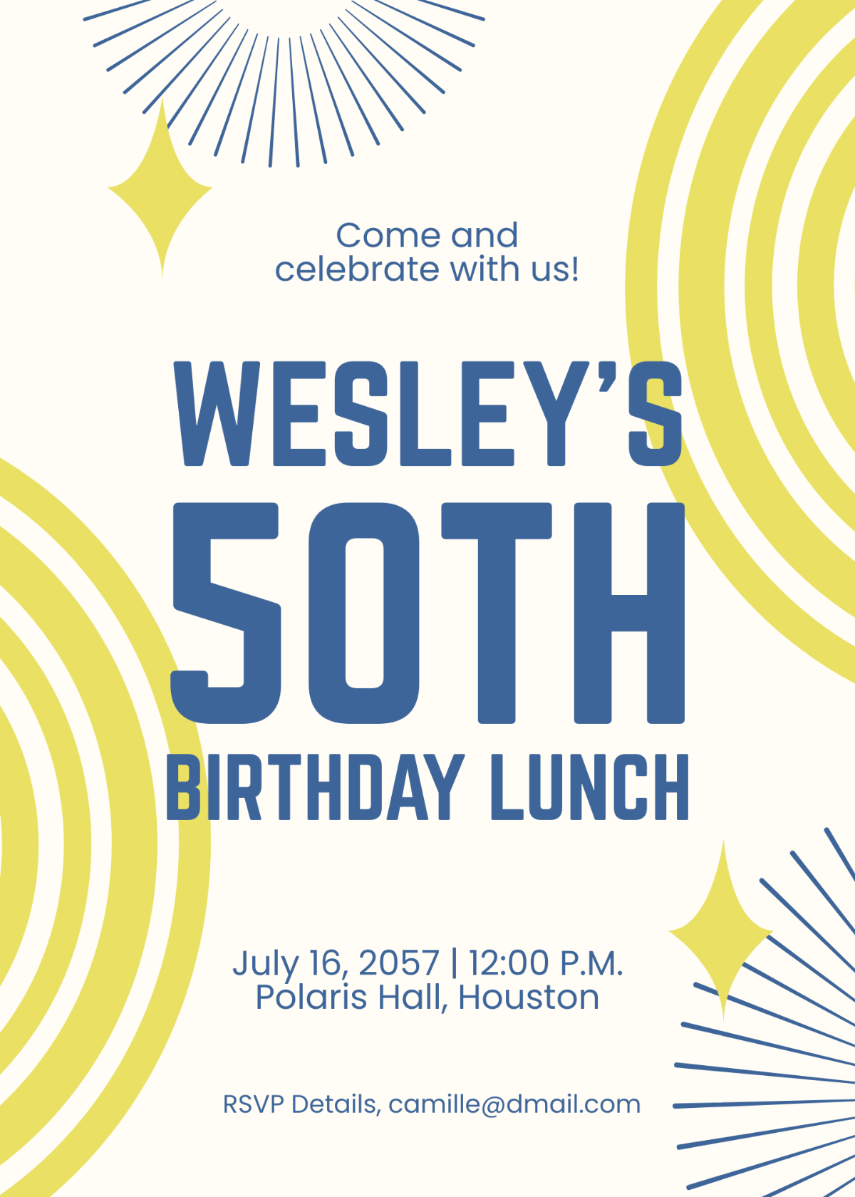 50th Birthday Lunch Invitation Template - Edit Online & Download