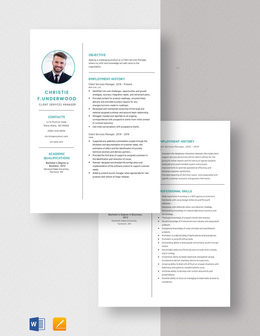 Client Services Manager Resume