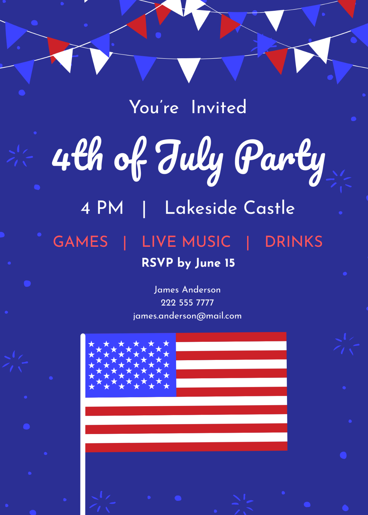 4th of July Party Invitation Template - Edit Online & Download