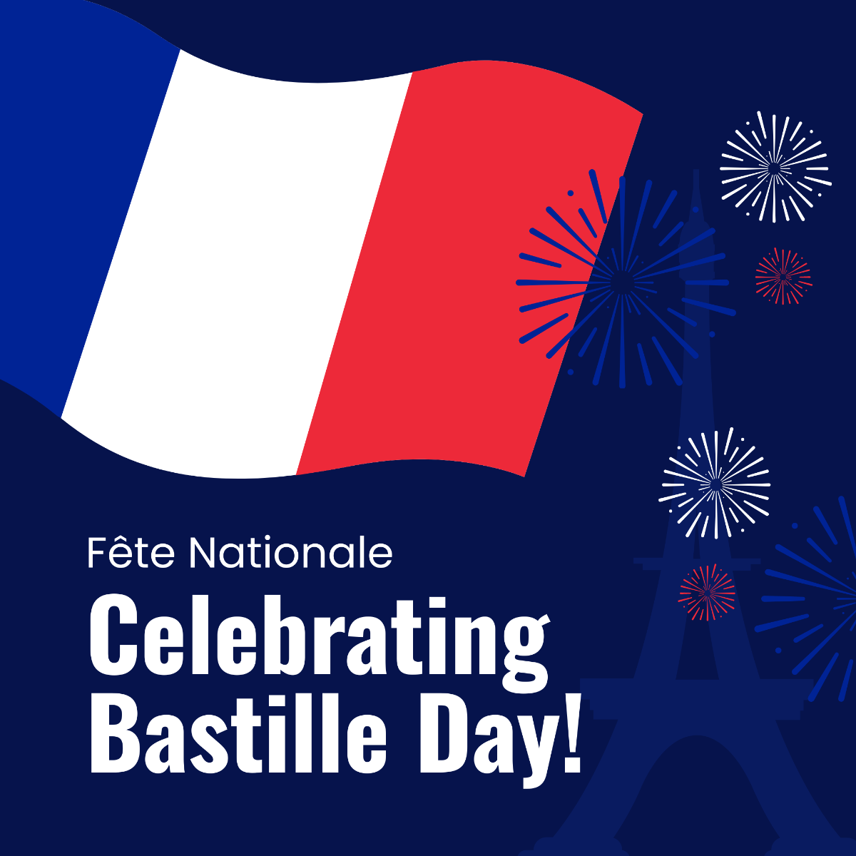 Free Bastille Day Celebration Instagram Post Template