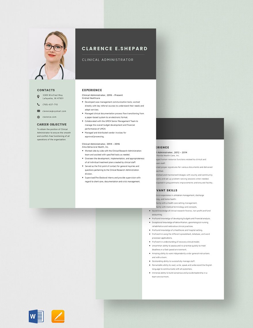 Clinical Administrator Resume