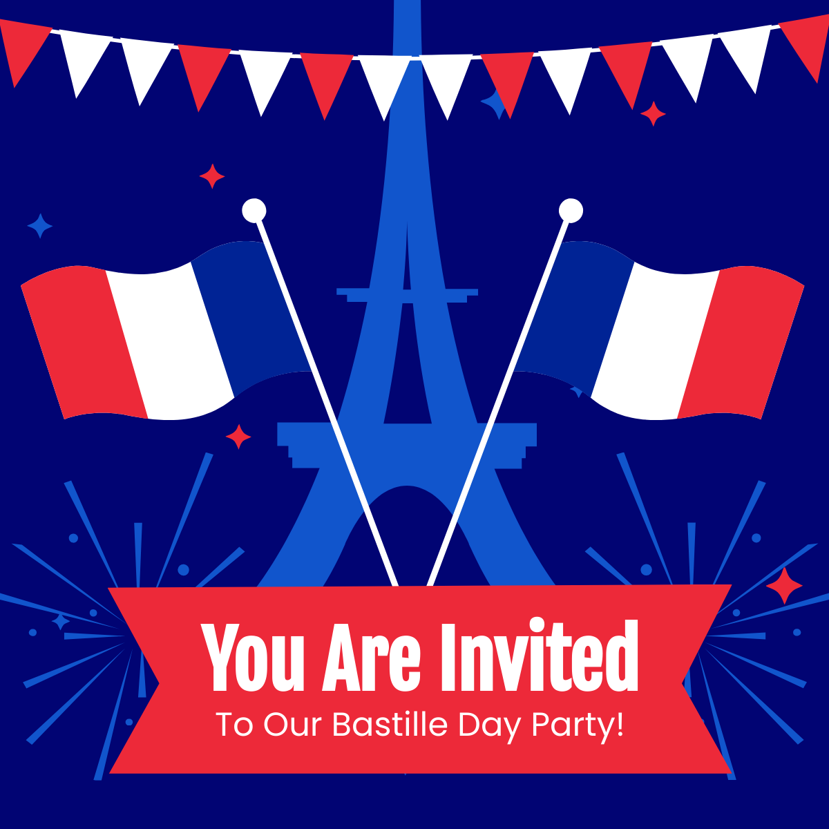 Bastille Day Party Linkedin Post Template