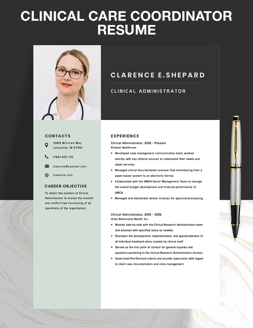 Clinical Care Coordinator Resume