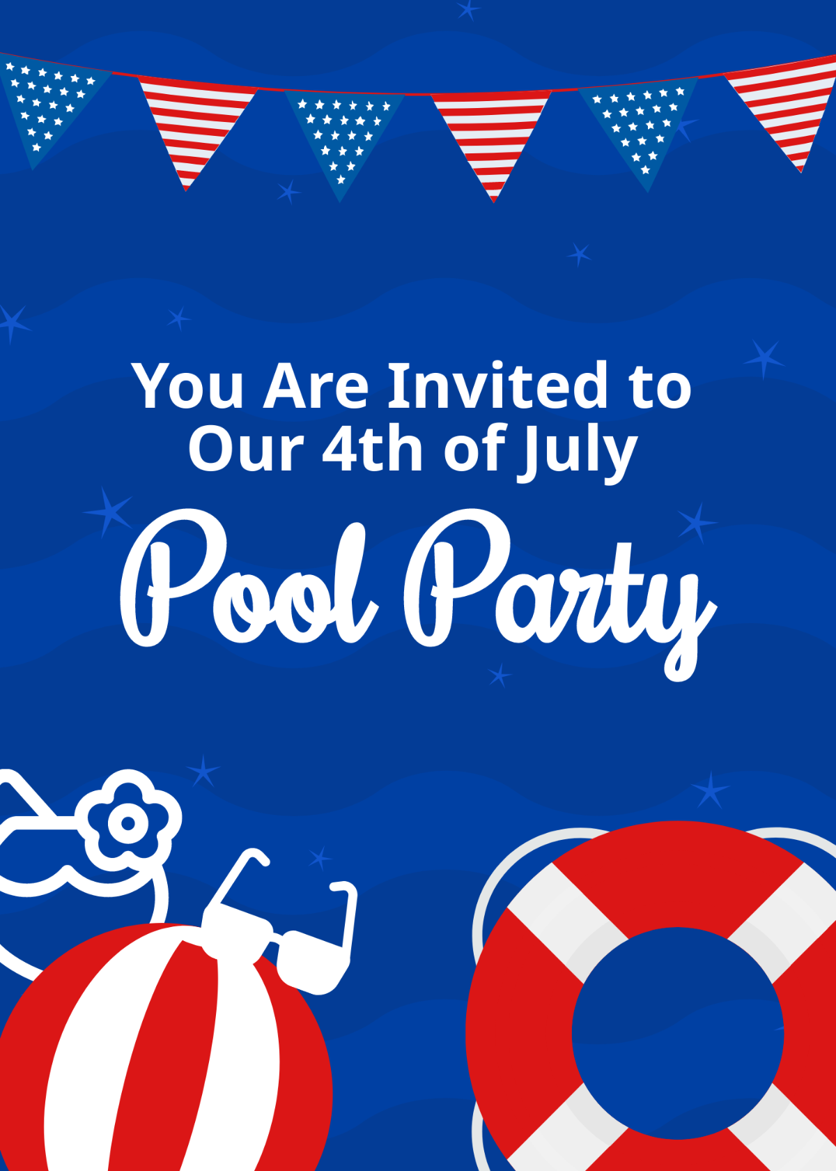 4th Of July Pool Party Invitation Template