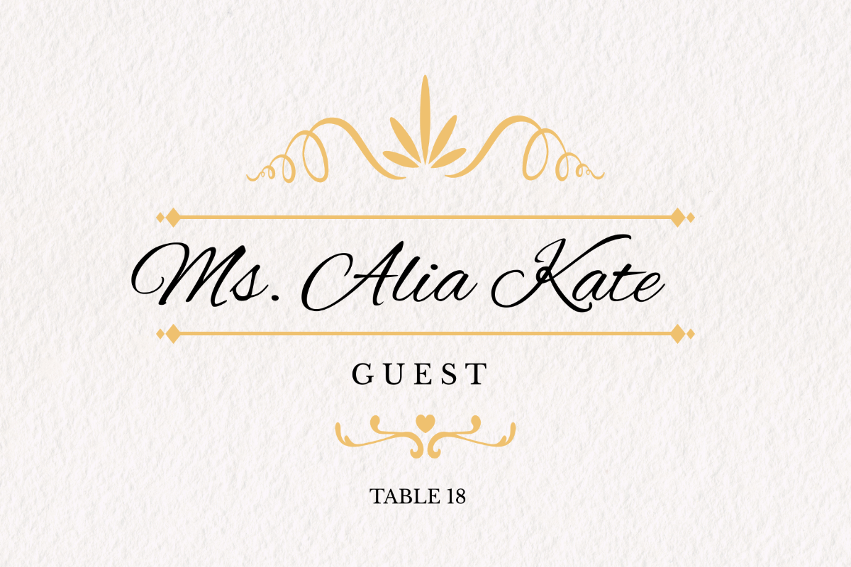Baptism Calligraphy Place Card Template