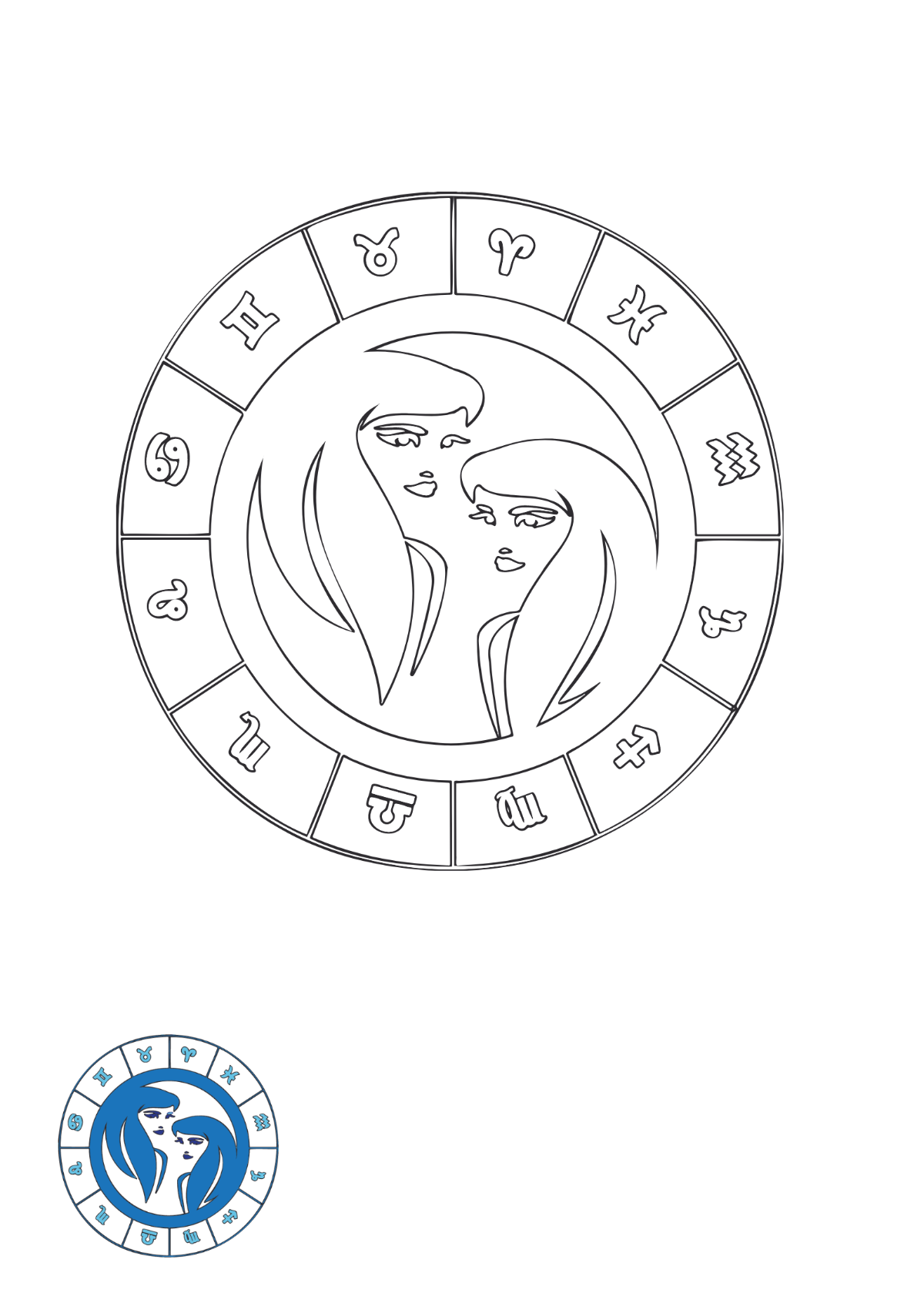 Free Transparent Gemini Coloring Page Template