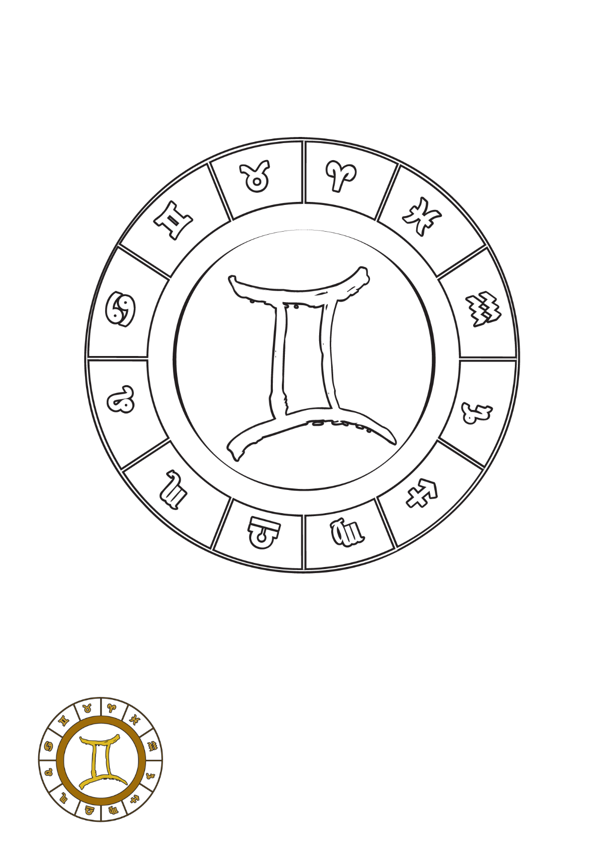 Free Gemini Sign Coloring Page Template