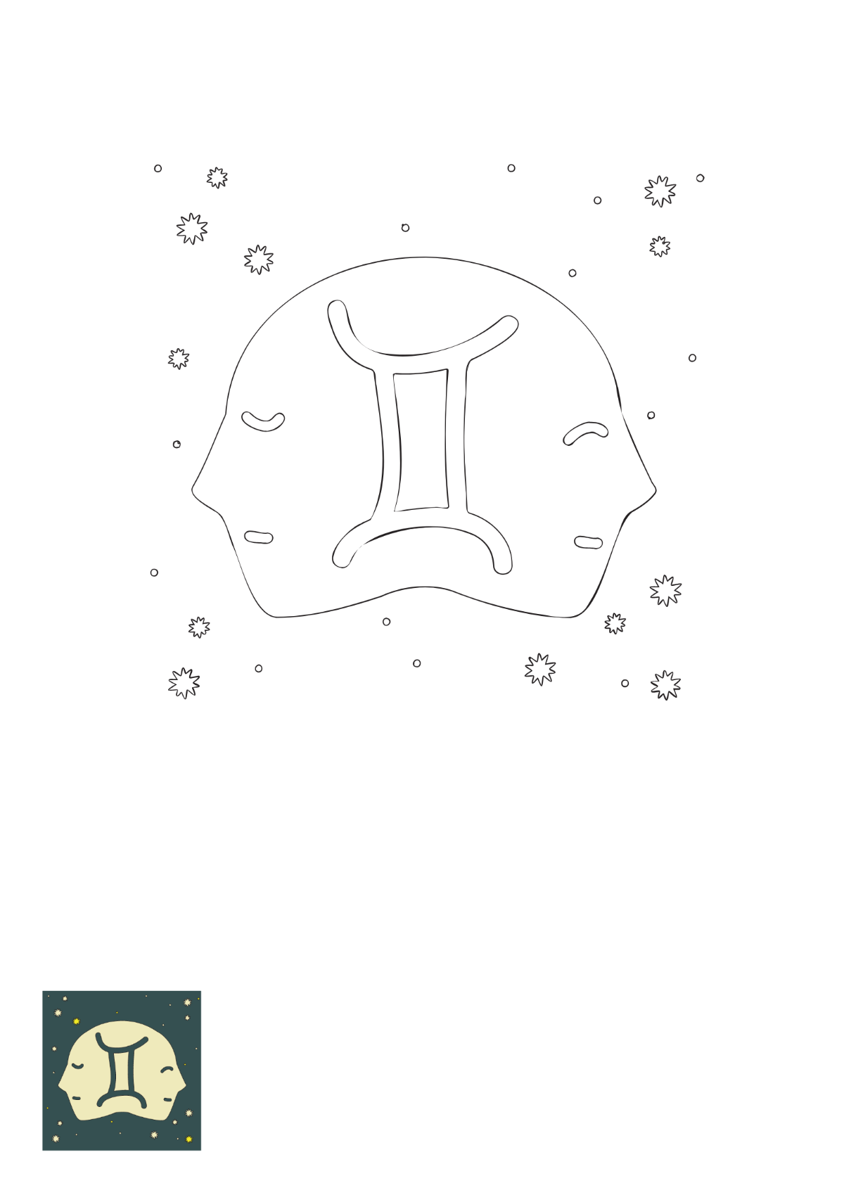 Gemini Horoscope Coloring Page Template