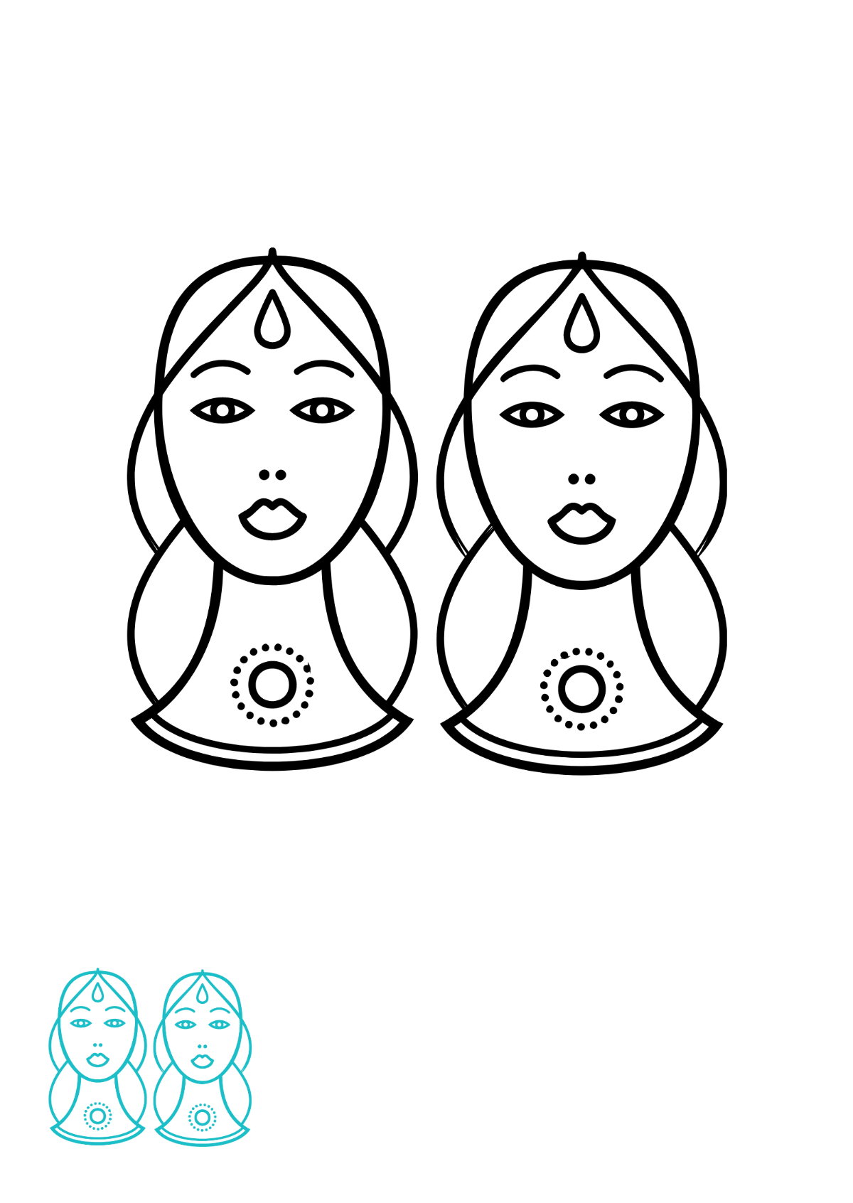 Gemini Outline Coloring Page Template
