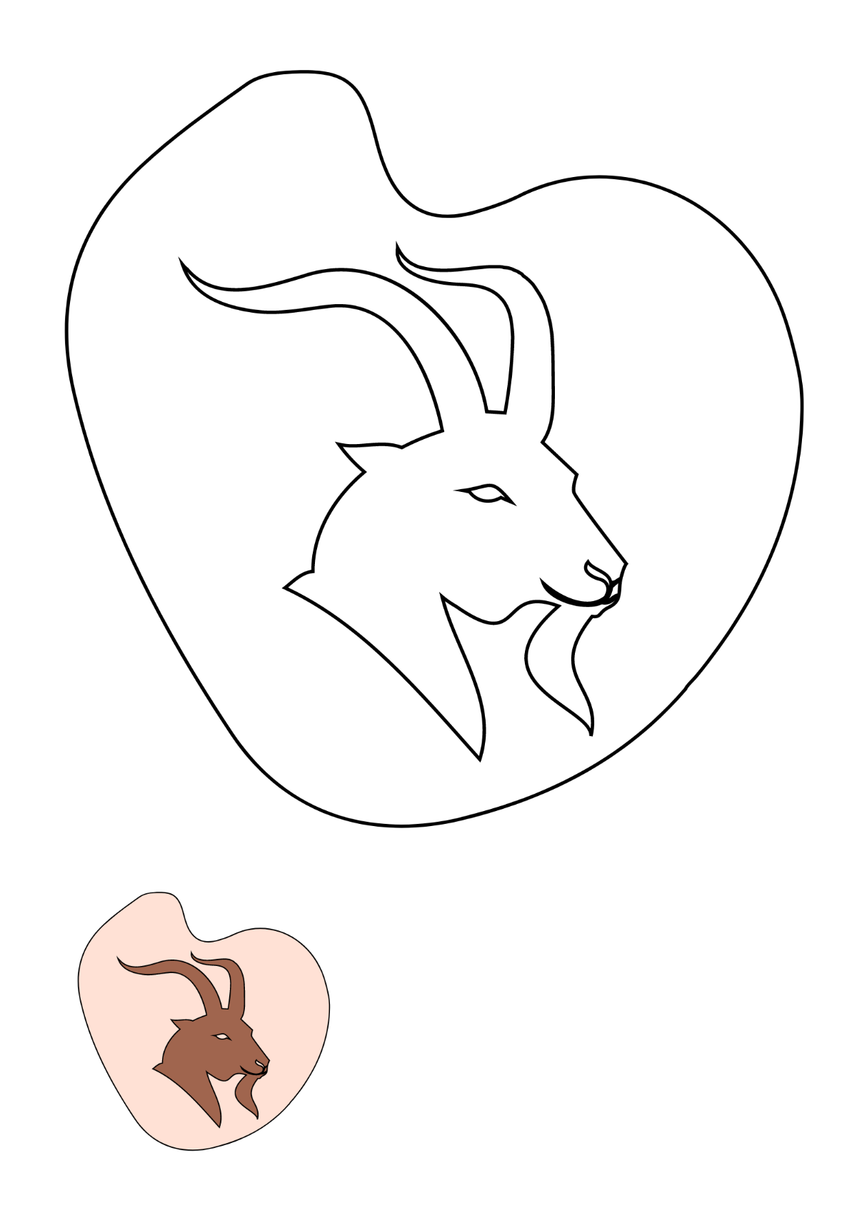 Free Capricorn Symbol coloring page Template