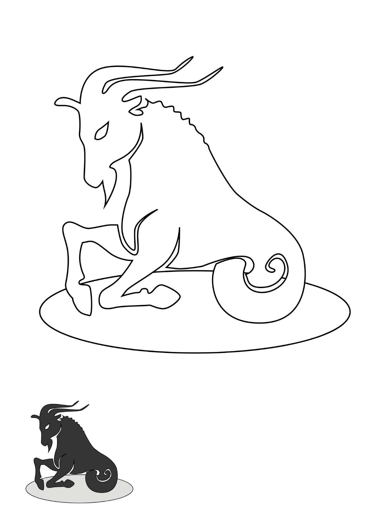 Free Black Capricorn coloring page Template