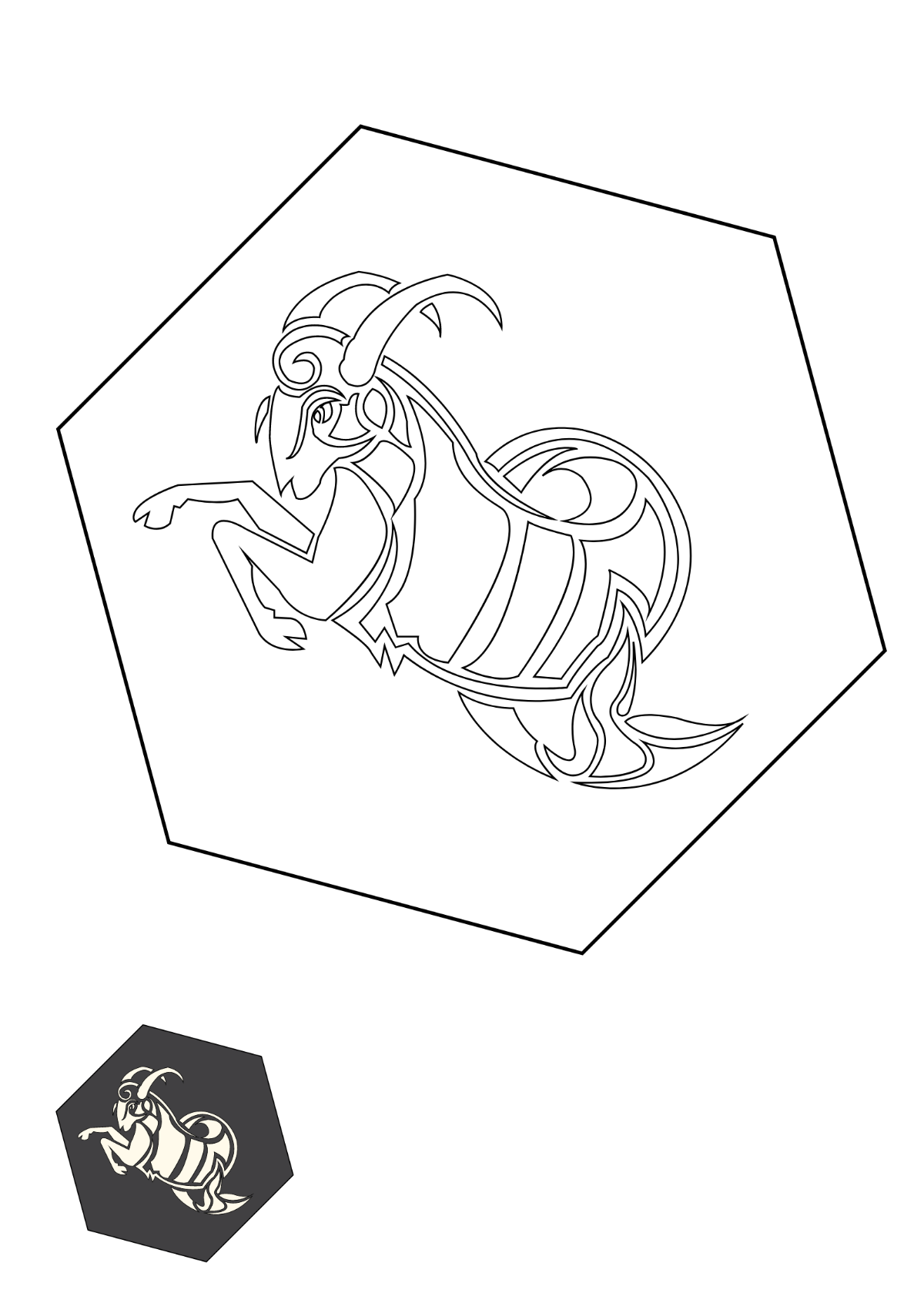 Free Tribal Capricorn coloring page Template