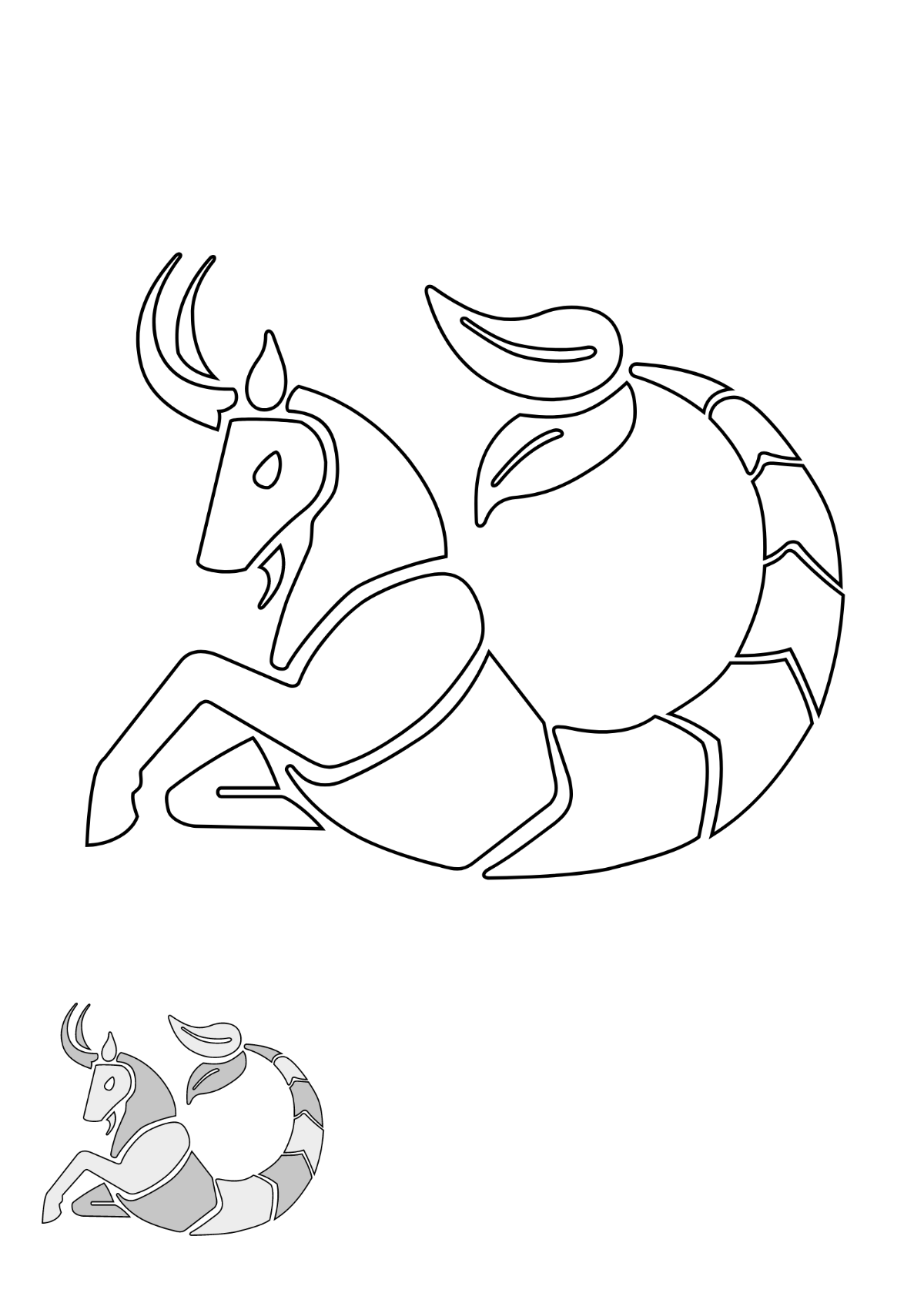 White Capricorn coloring page Template