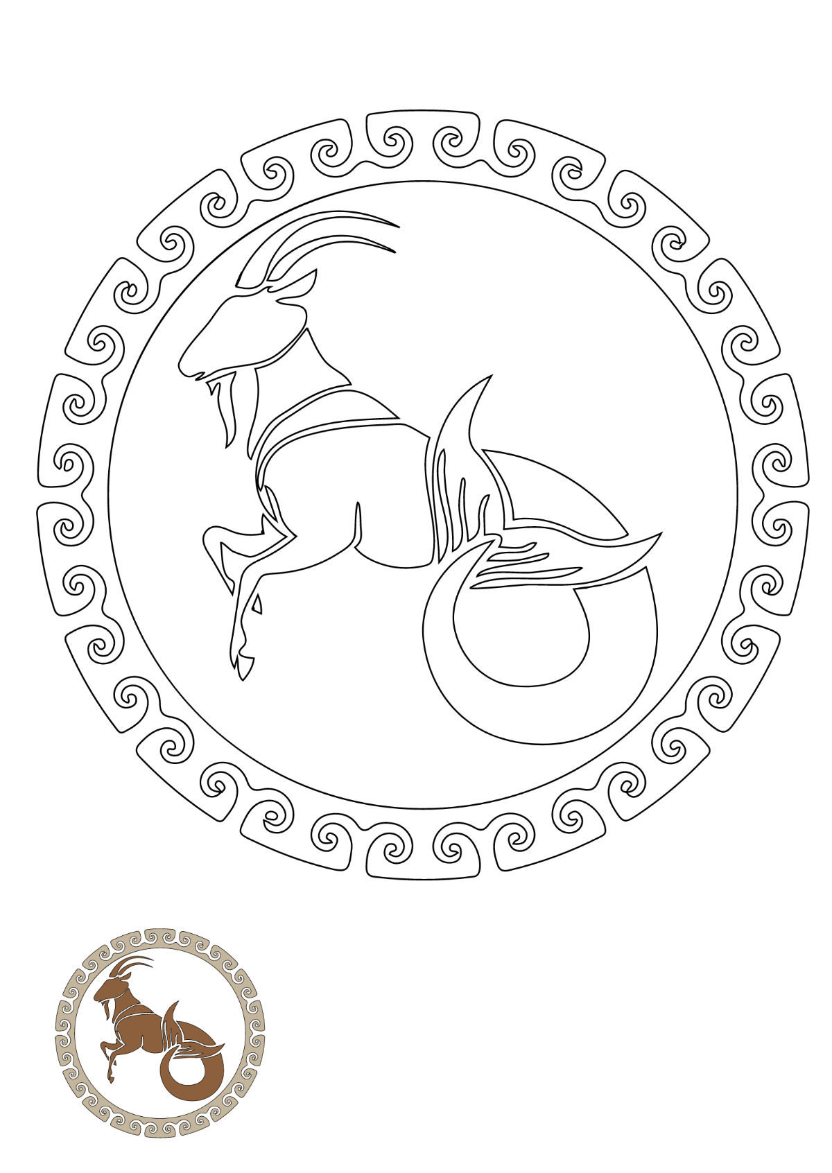 Free Astrologic Capricorn coloring page Template