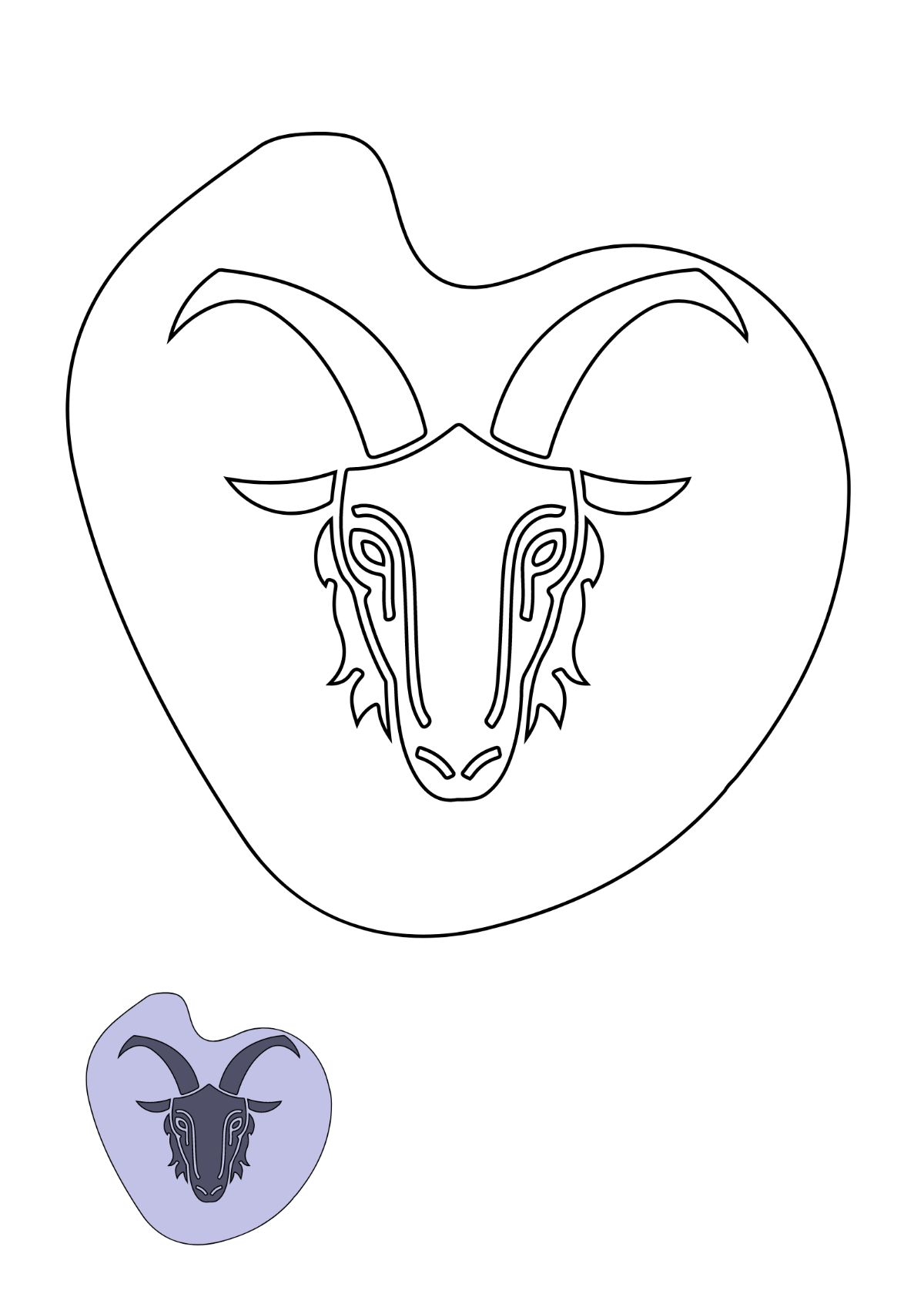 Free Capricorn Head coloring page Template