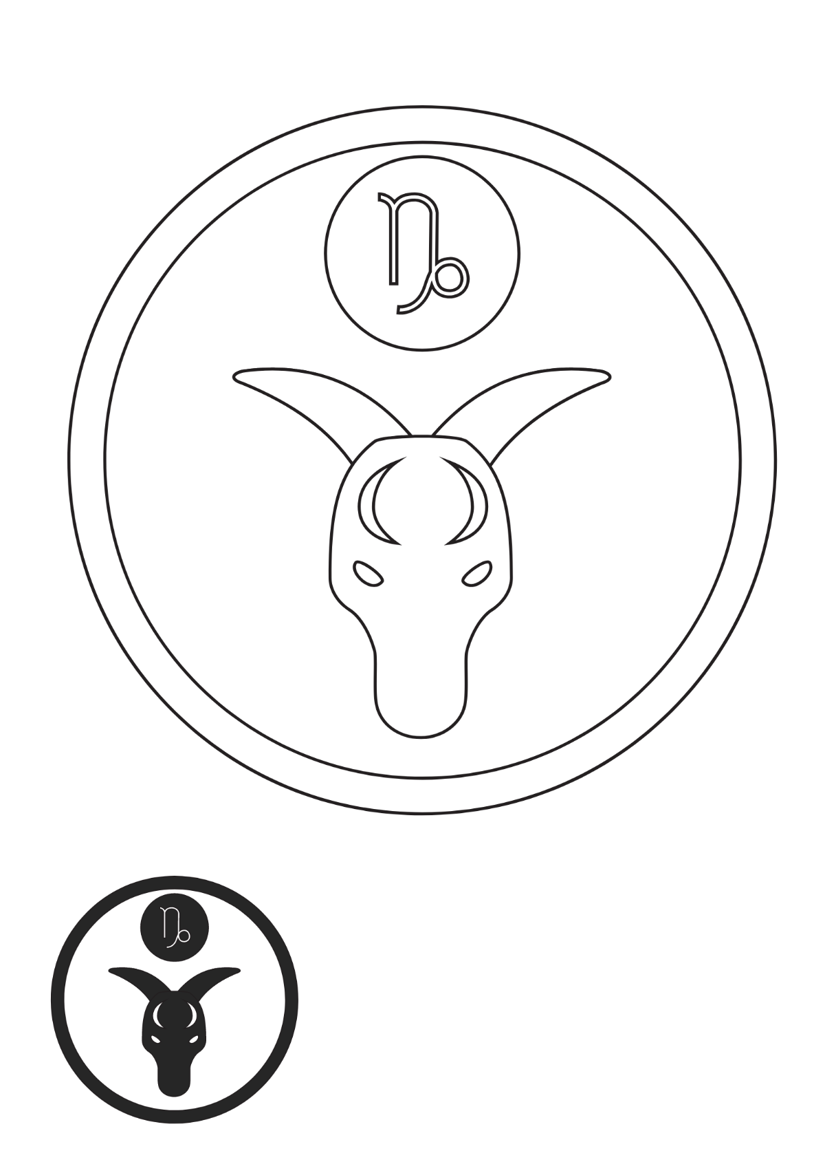 Free Black And White Capricorn coloring page Template
