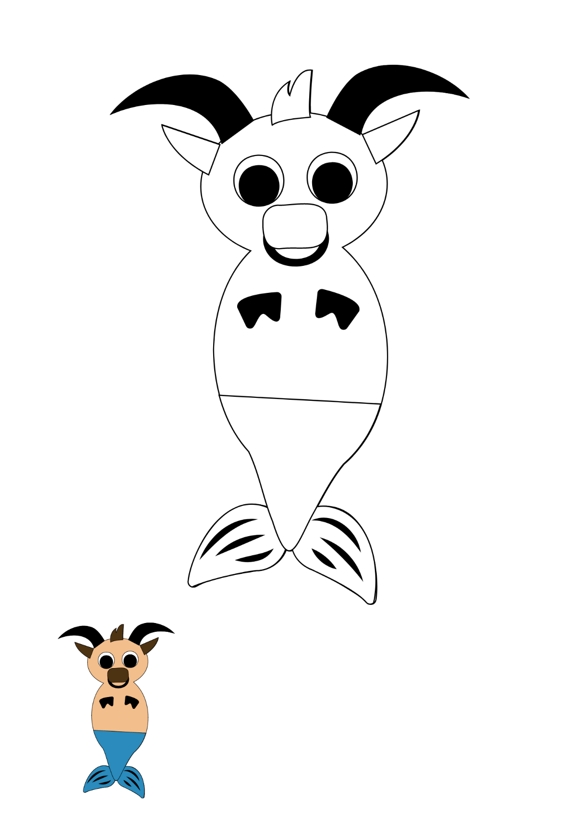 Cartoon Capricorn coloring page Template