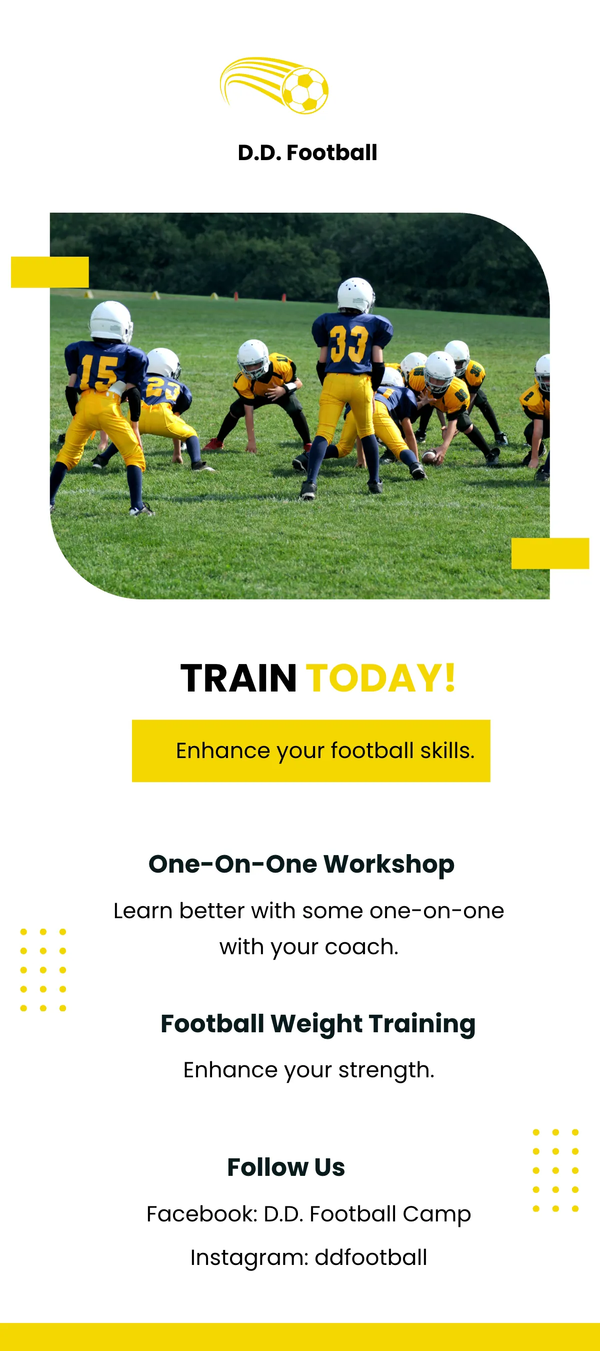 Free Football Camp DL Card Template to Edit Online