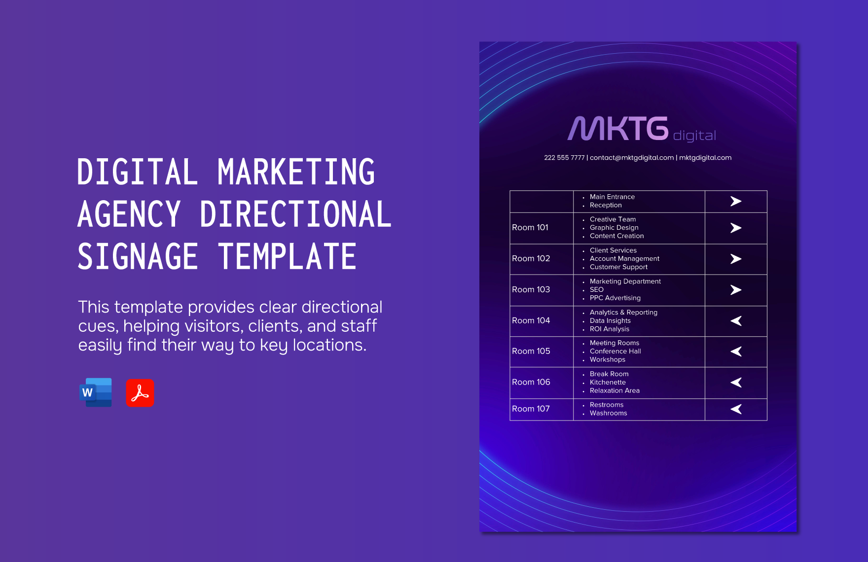 Digital Marketing Agency Directional Signage Template