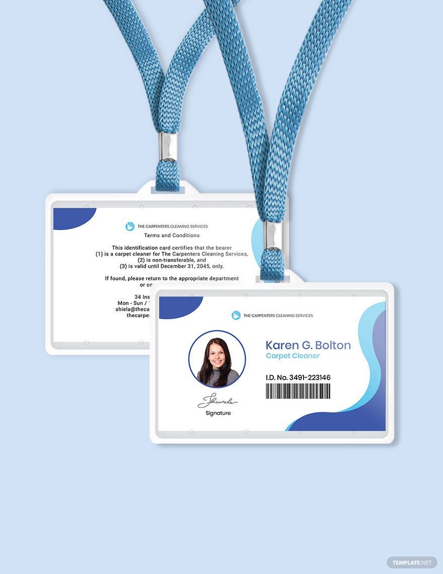 Carpet Cleaning ID Card Template in Word, Illustrator, PSD, Apple Pages, Publisher