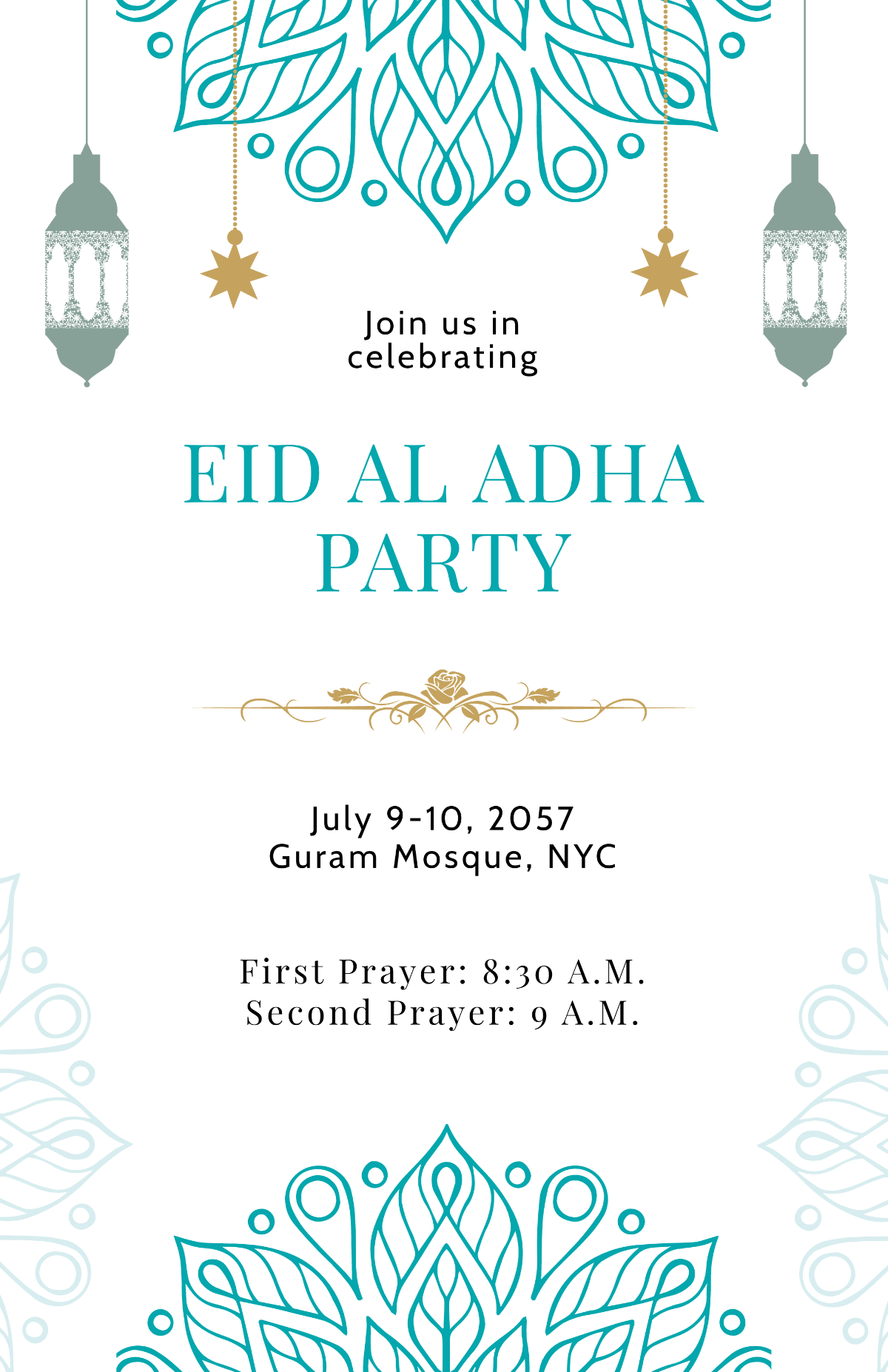 Free Eid Al Adha Party Poster Template